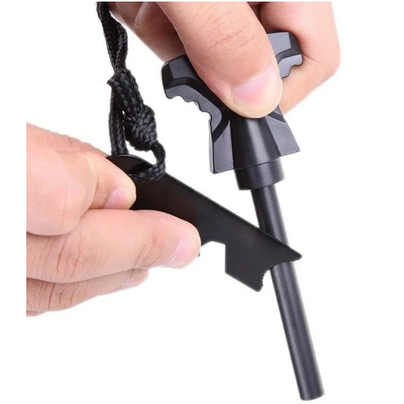 Supuer survival drilled flint steel fire striker, wilderness waterproof magnesium ferro rod 5inch