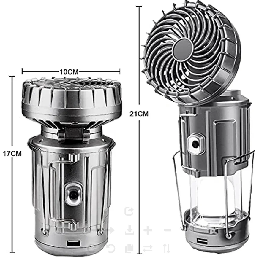 Hot Selling New Outdoor Ceiling Fan Abs Body Solar Charging Hook Emergency Lighting Tent Led Camping Light Flashlight