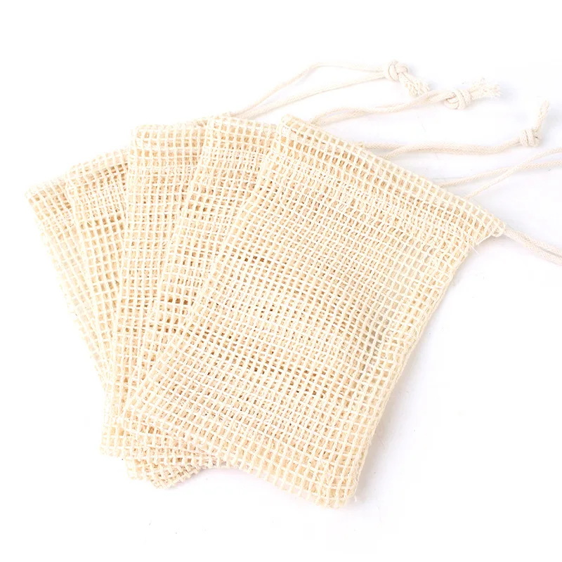Cotton Linen Natural Bath Bag with Nylon Brush Sisal Bubble Net String for Body Application Bath Brushes Sponges & Scrubbers