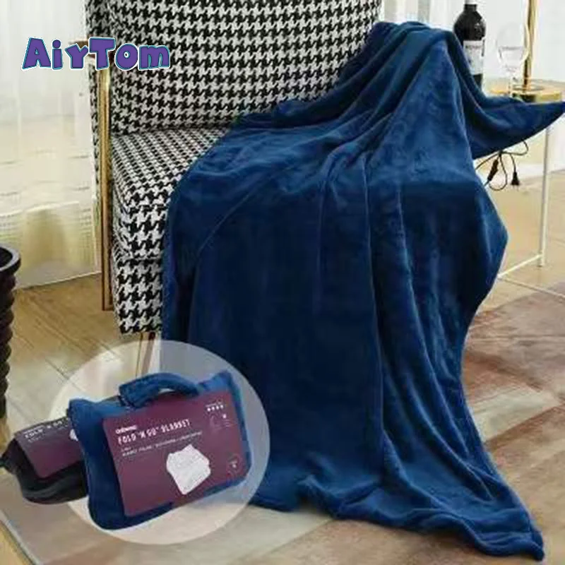Factory wholesale 100% polyester flannel fleece 2 in 1 pillow blanket foldable travel blanket pillow