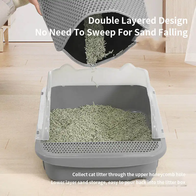 EVA Double layer cat litter mat honeycomb hole concentrated cat litter mat washable pet mat