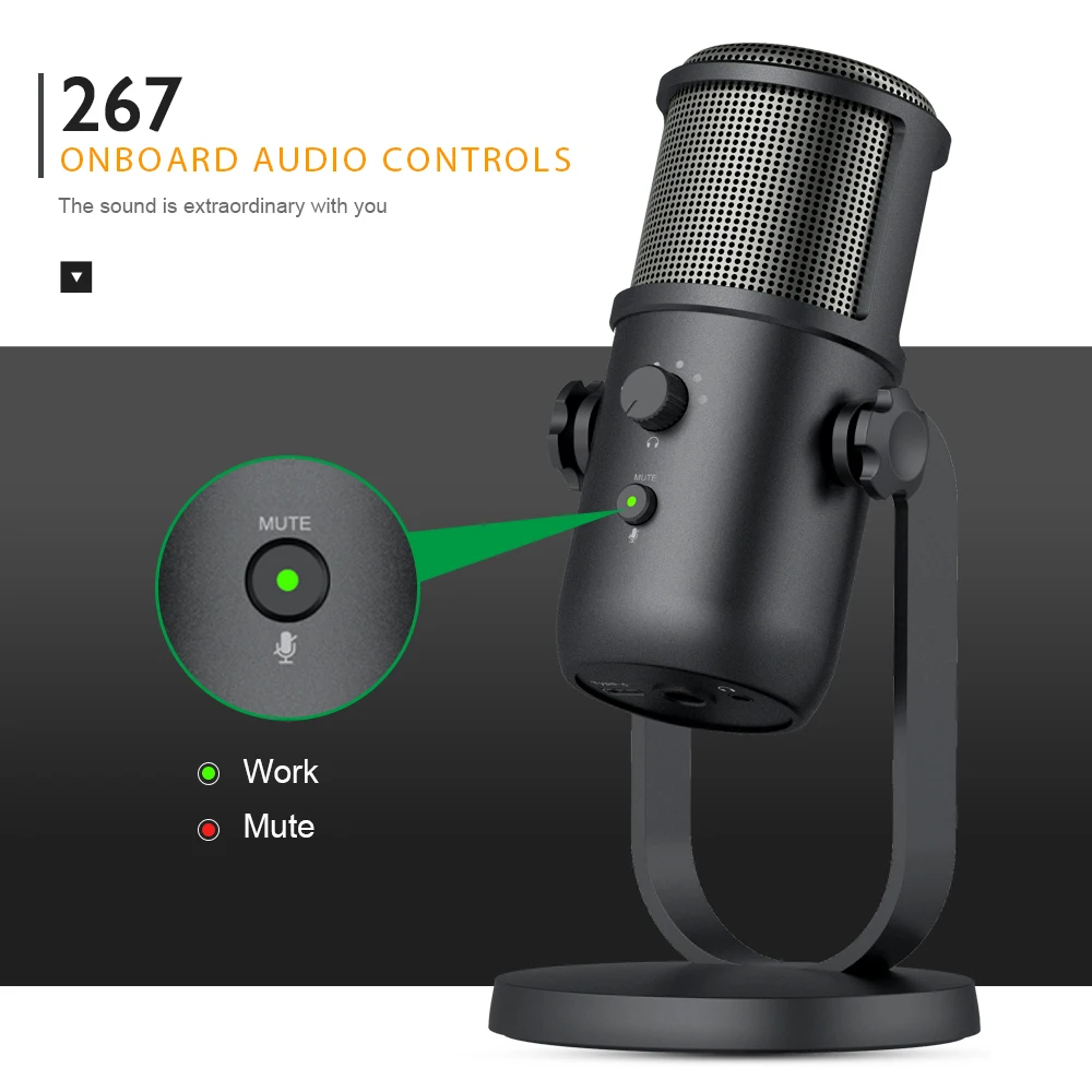 Manufacture Mic Professional USB Condenser Microphone For Webcast Living Studio Recording Singing Broadcasting