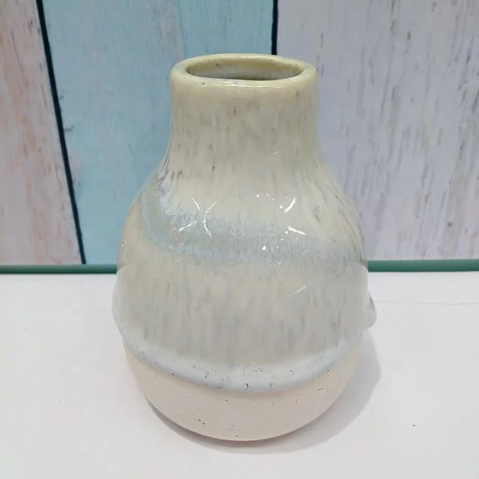 
set of 3 reaction glaze ceramic vase decoration on tabletop 