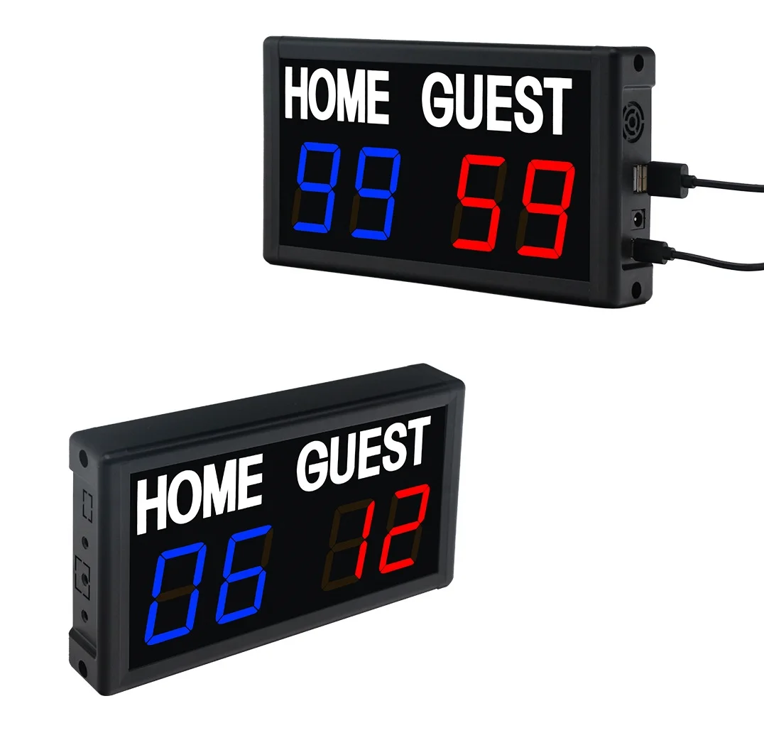 Red Blue Display Multi-functional Programmable LED Mini Portable Electronic Digital Scoreboard with Wired Button Control