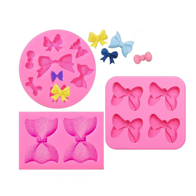3 bow tie shaped liquid silicone molds fondant chocolate soft clay drip glue silicone mold designer silicone mold Diy Cake