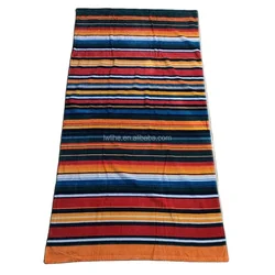 Hot sale 100% cotton custom designer print with logo sublimation beach towels oversized stripe beach towel
