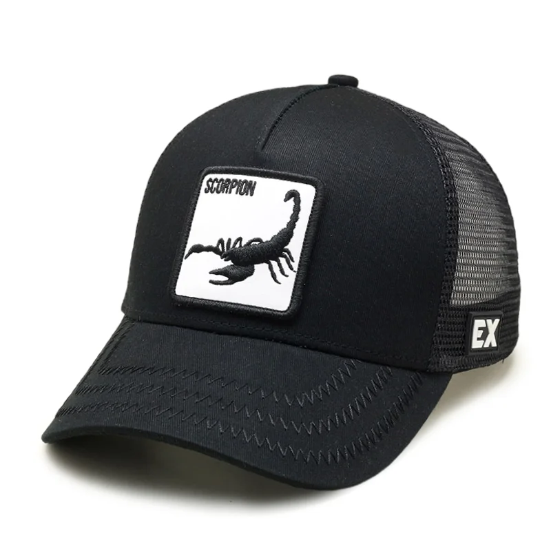 Custom Design Men Running Adjustable Animal Weaving Embroidery Trucker Mesh Cap