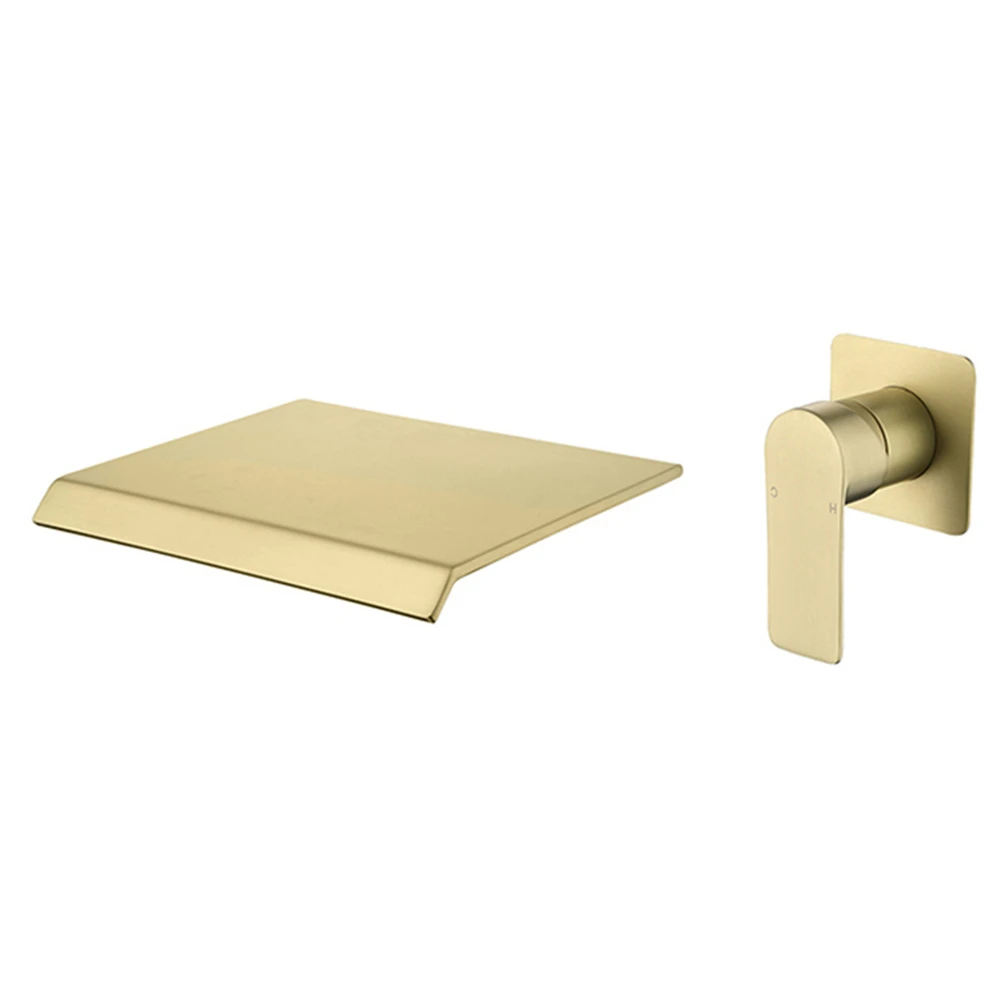 Modern Chrome Finish 200mm Waterfall Faucet Wall Mounted 3 Hole Dual Handle Hot Cold Water Brass Wash Basin Tap