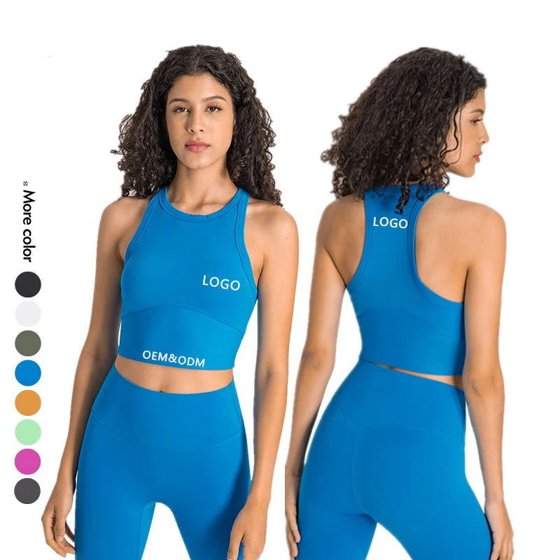 Xsunwing Fashion Sports Bra With High Neck Running Shockproof Yoga Bra Vest Fitness crop Tank Tops Women gym sports bras WDQ001