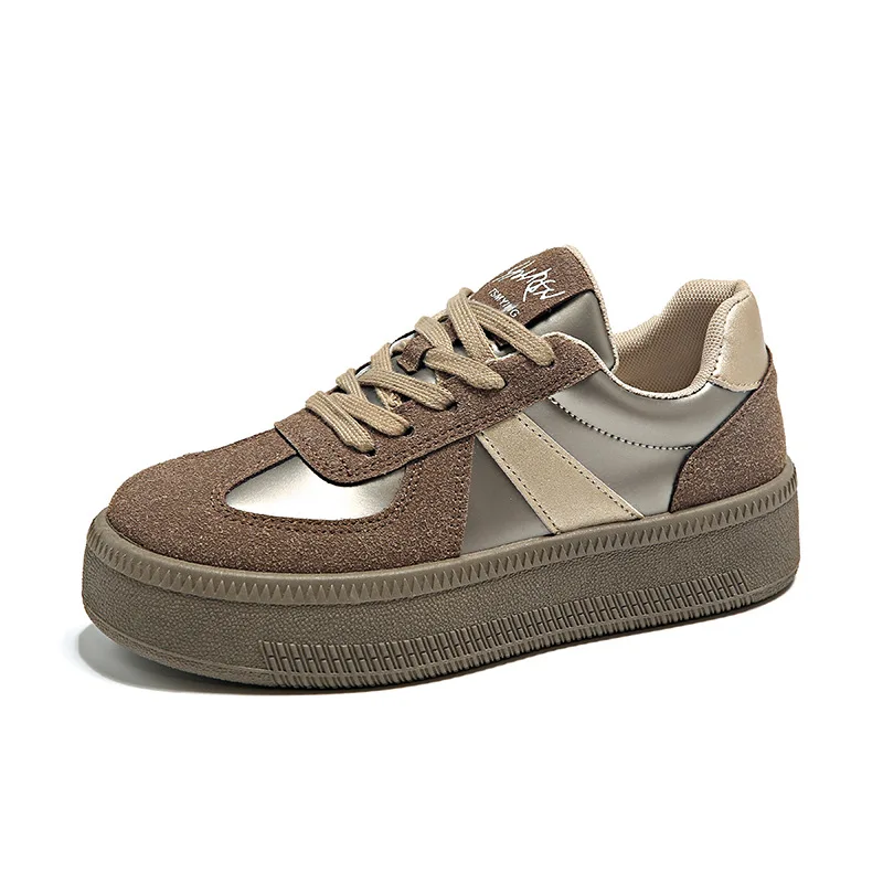 Hot style muffin thick soled shoes for women autumn-winter new retro design sense casual ins trend board shoes