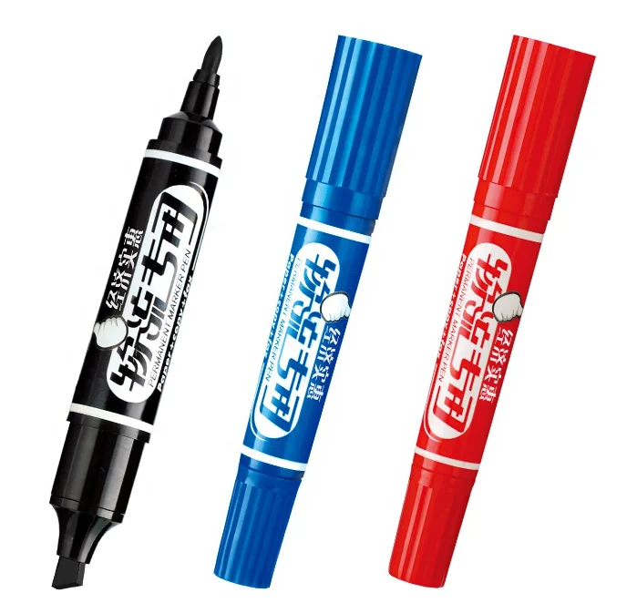 wholesale bulk Logistics Courier Black/blue/red color double head round toe oil waterproof permanent marker pen