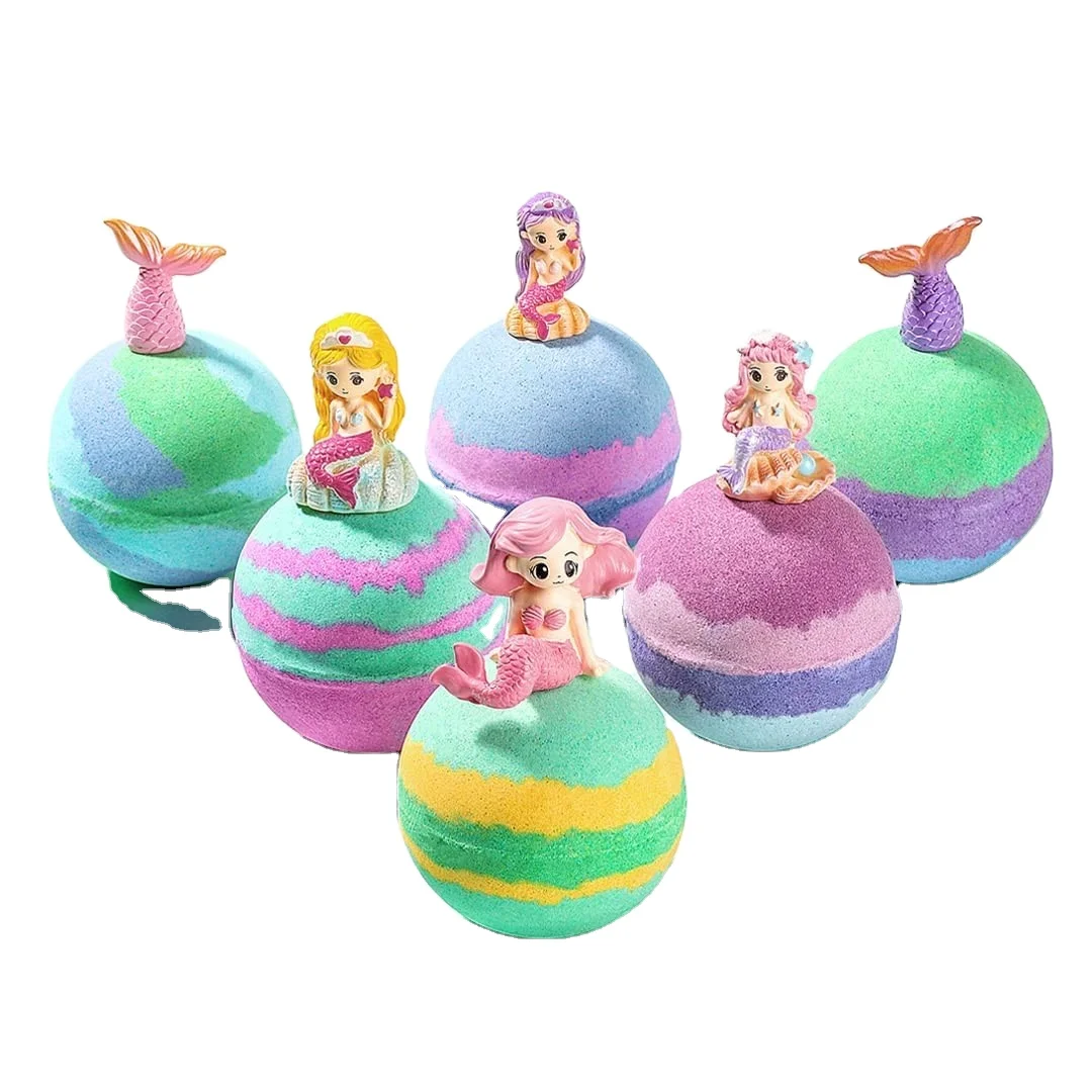 Shower Supplies Customized Organic Ingredients  Natural Colors Ball Bath Bombs Gift Set Mermaid Toys Girls Bubble Bath