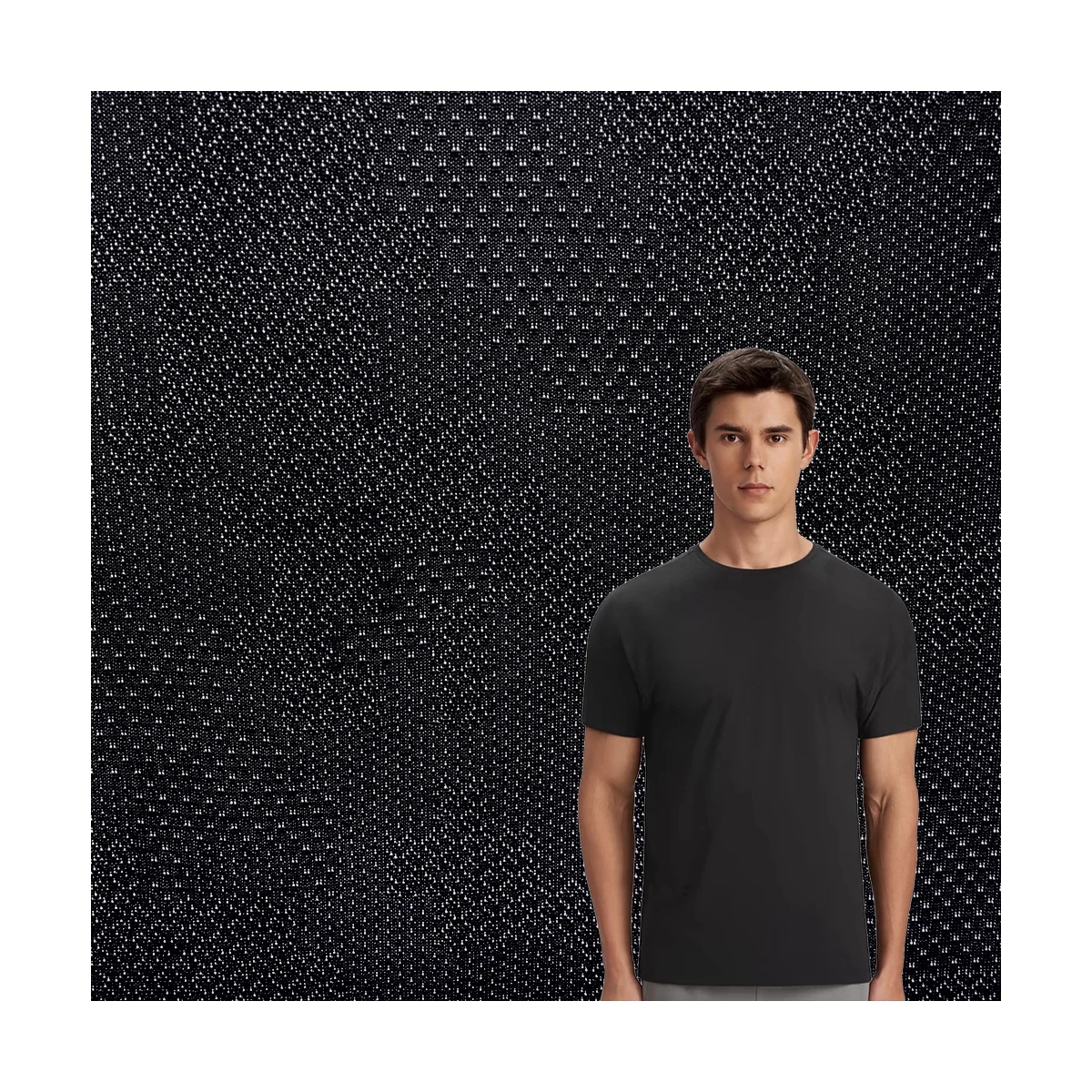 Новый дизайн Спортивная жаккардовая ткань однотонная окрашенная черная трикотажная нейлоновая полиэфирная для рубашки футбольная Джерси