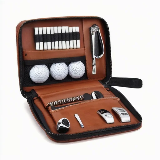Golf Accessory Set with High-Grade Leather Case All in one Bag Cleaning Brush Scorer and Range Finde Divot Knife