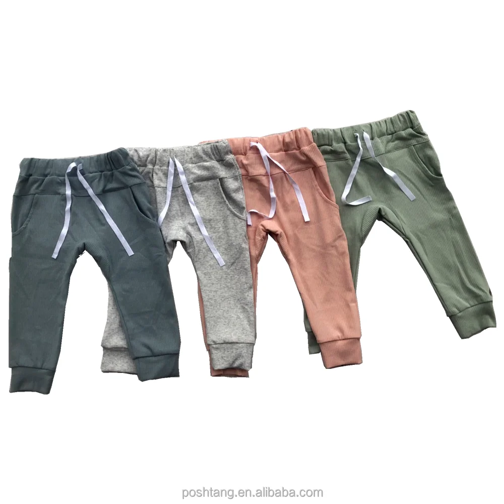 Summer Fashion Organic Cotton Pants Baby Loose Ribbed Cotton Pants Toddler Pants