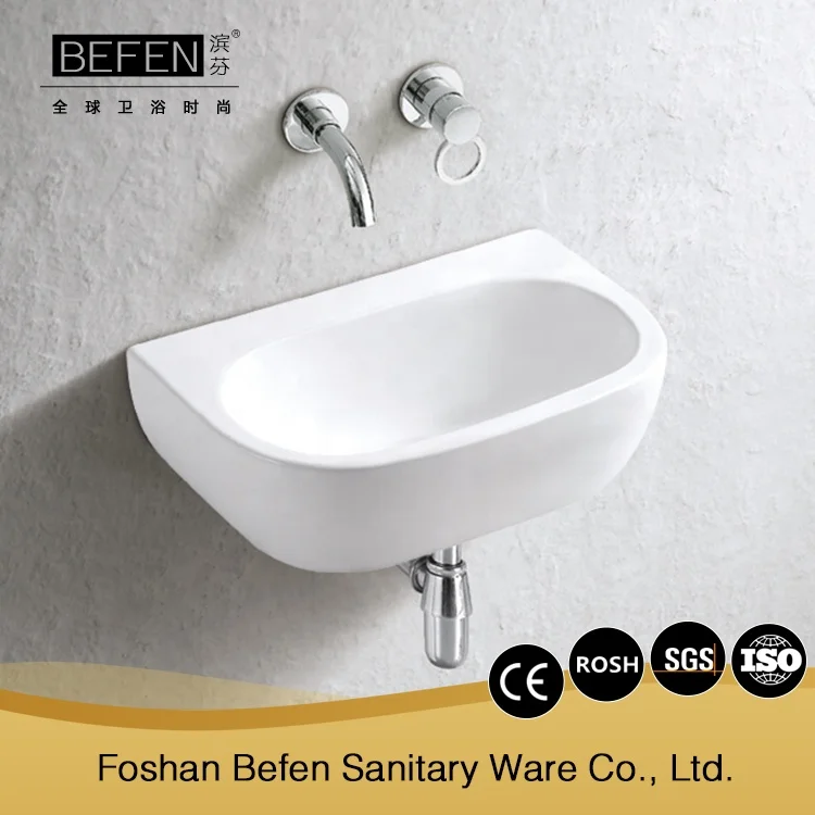 BEFEN white high end CE bathroom ceramic wash basin art basin wall-hung basin for hotel