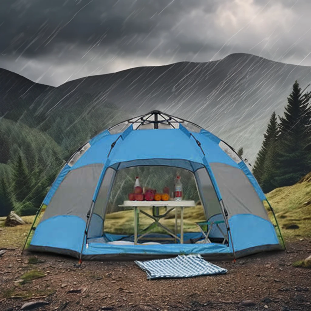Single-Layer Automatic Pop-up Tent for 2-4 Persons Waterproof Aluminum Camping Tent for Family Travel Hiking Economically Priced