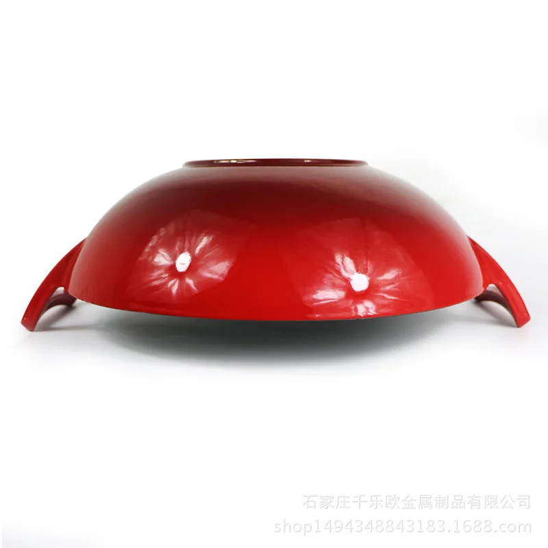 Оптовая продажа, чугунный японский вок с двойной ручкой из красной эмали