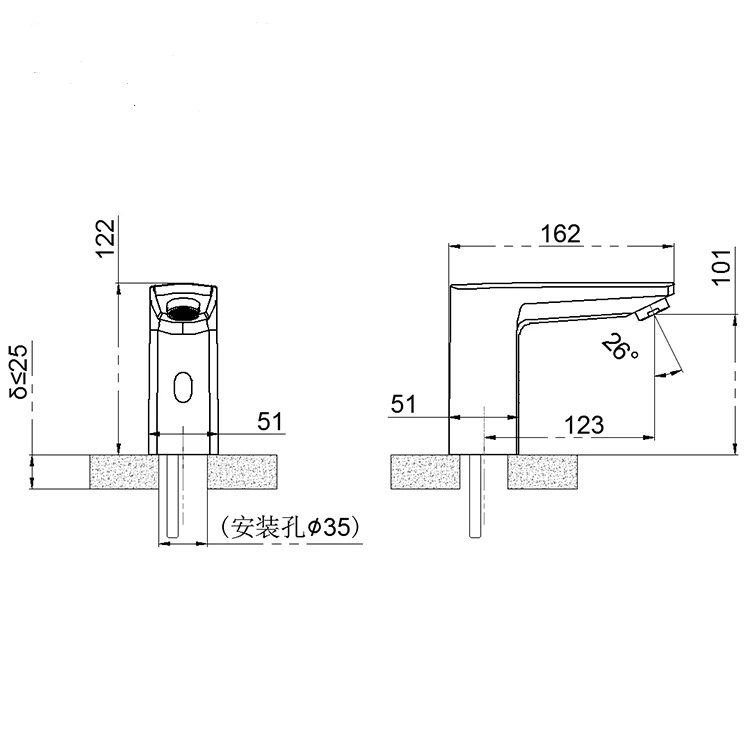 HY-176D CE Certified Smart Sensor Single Basin Faucet Water Saver Automatic Infrared Touchless Brass Tap for Kitchen or Bathroom