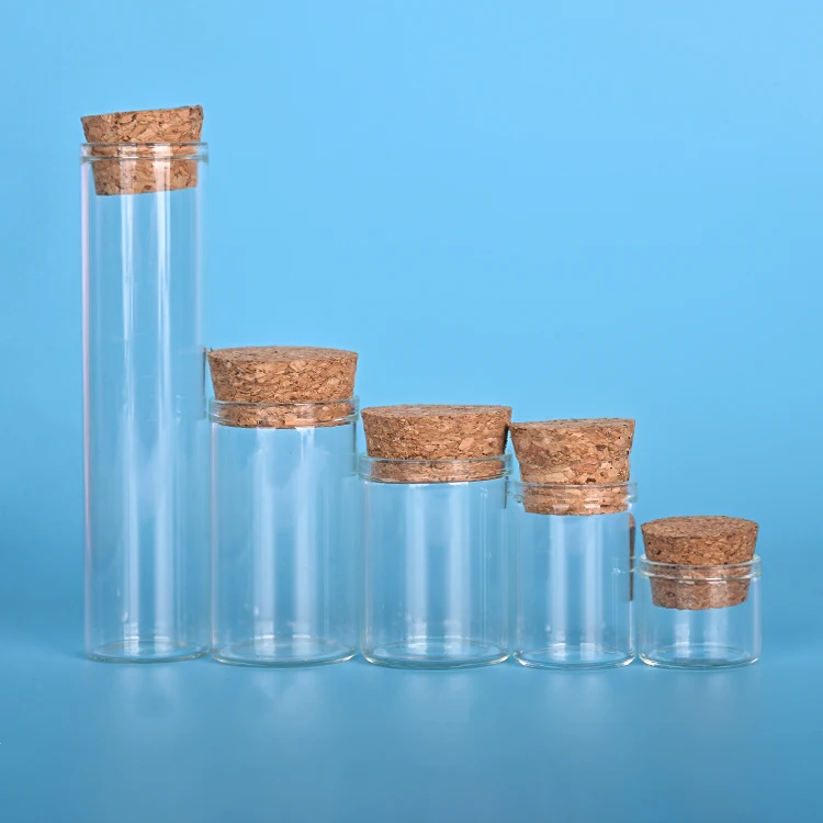 Custom Cork candy Glass pre roll tubes bottle clear glass pill bottle lead-free glass control bottle