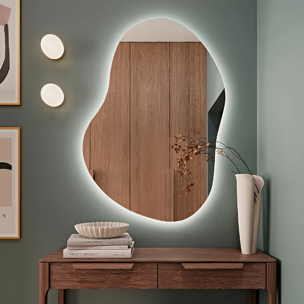 Creative Irregular Wall Hanging Smart Bath Mirrors Bedroom Vanity Makeup Cloud Shape with Light Mirror