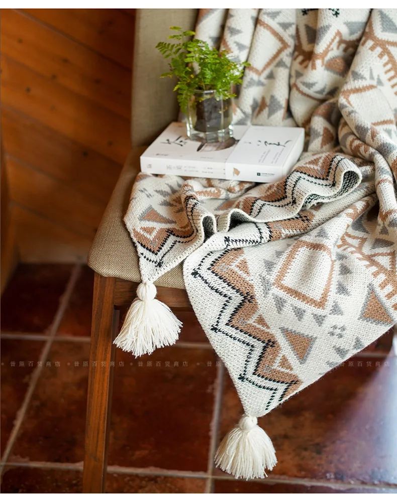 Acrylic knitted  Blanket Handmade Wool Blanket Customized Size Blanket