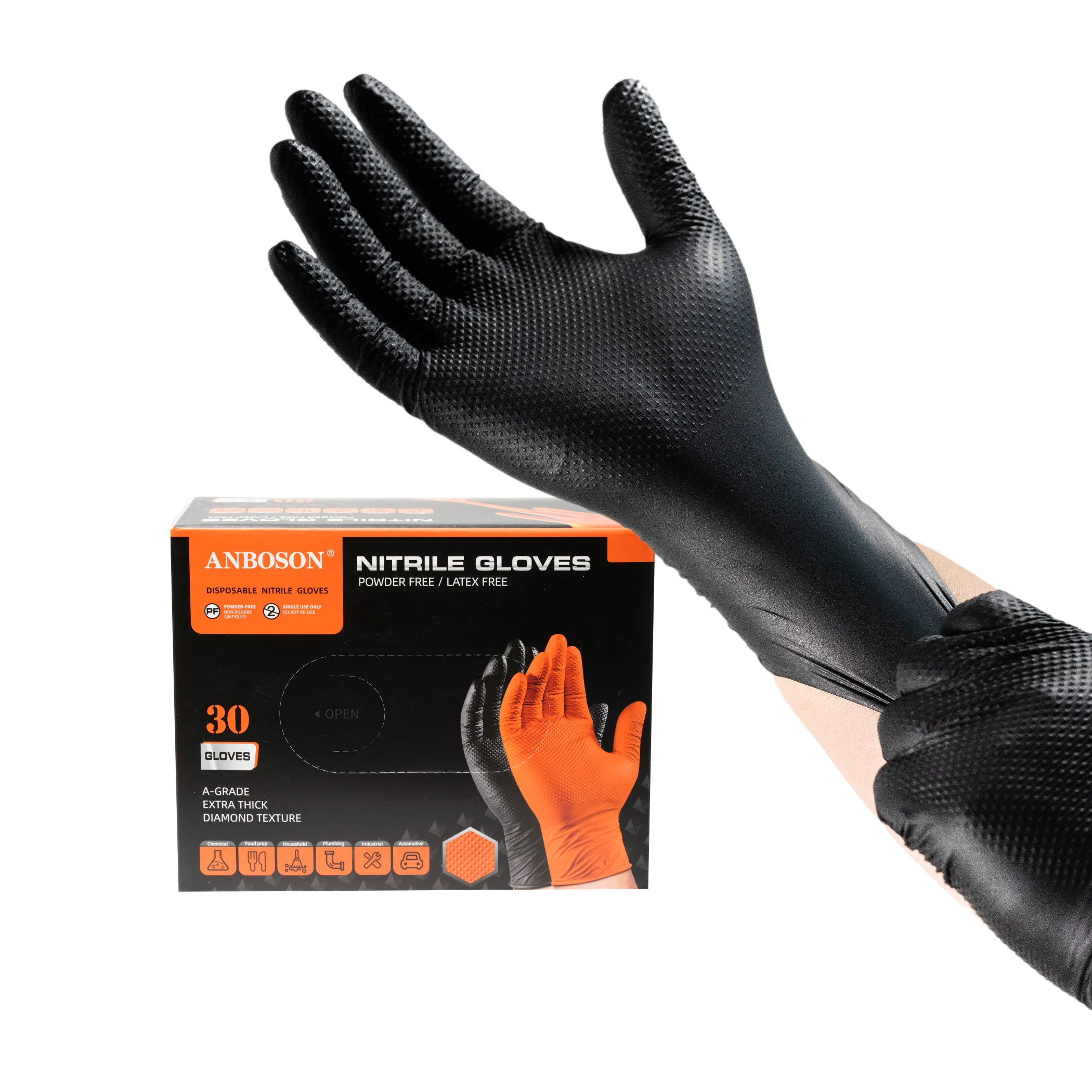 8Mil 10Mil Diamond Nitrile Gloves Kitchen Protective nitrle gloves for Industrial automobile repair