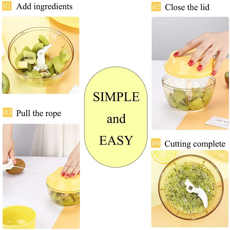 
Plastic Manual Food Processor 550ml Hand Held Mini Onion Garlic Fruit Vegetable Chopper 