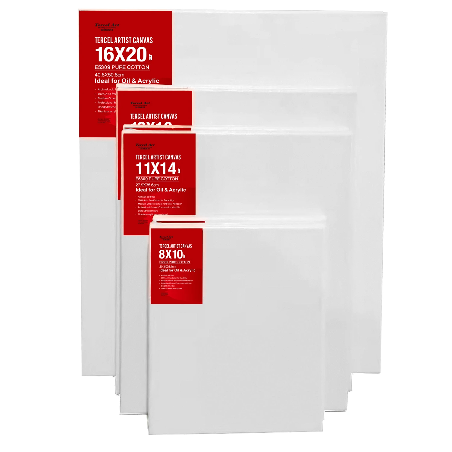 Tercel Wholesale Custom Size 16x20 inch Frame Cotton Blank Stretched Canvas for Painting