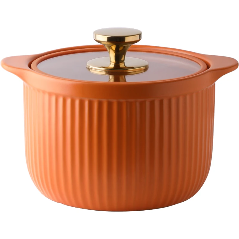 
Wholesale Ceramic Kitchen Soup Cooking Pot Two Ear Clay Casseroles Pots with Glass Lid Household Cooking Pot Cookware 