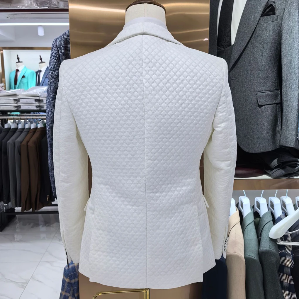 New Fashion Jacquard 3-Piece Slim Fit Business Suit for Adults Single Breasted Blazer for Wedding or Social Events