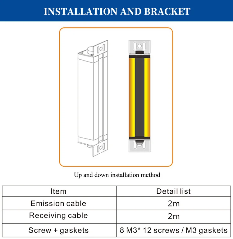 15mm Resolution thin 24V PNP NPN Output Safety Light Barrier Optical Safety Light Curtain Sensor