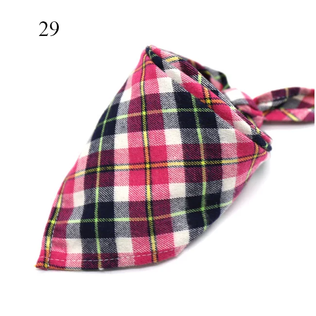 Dropshipping 24 Colors PET Cotton Washable Reversible Triangle Bibs Scarf Painting Plaid Dog Bandana