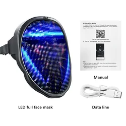 Led Mask Light Up with Bluetooth - Programmable Led Face Masks for Kids Adults Costume Cosplay Halloween Christmas Party
