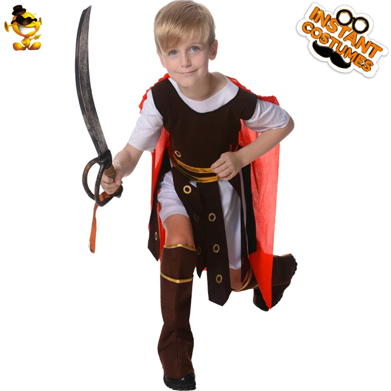 Костюм Римского солдата для мальчиков, наряд, Хэллоуин, вечеринка, крутой косплей, гладиатор, костюм для ребенка