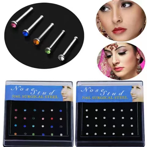 Crystal Nose Rings and Stud  Piercing Jewelry Surgical Stainless Steel Studs Ring  Nose Piercings