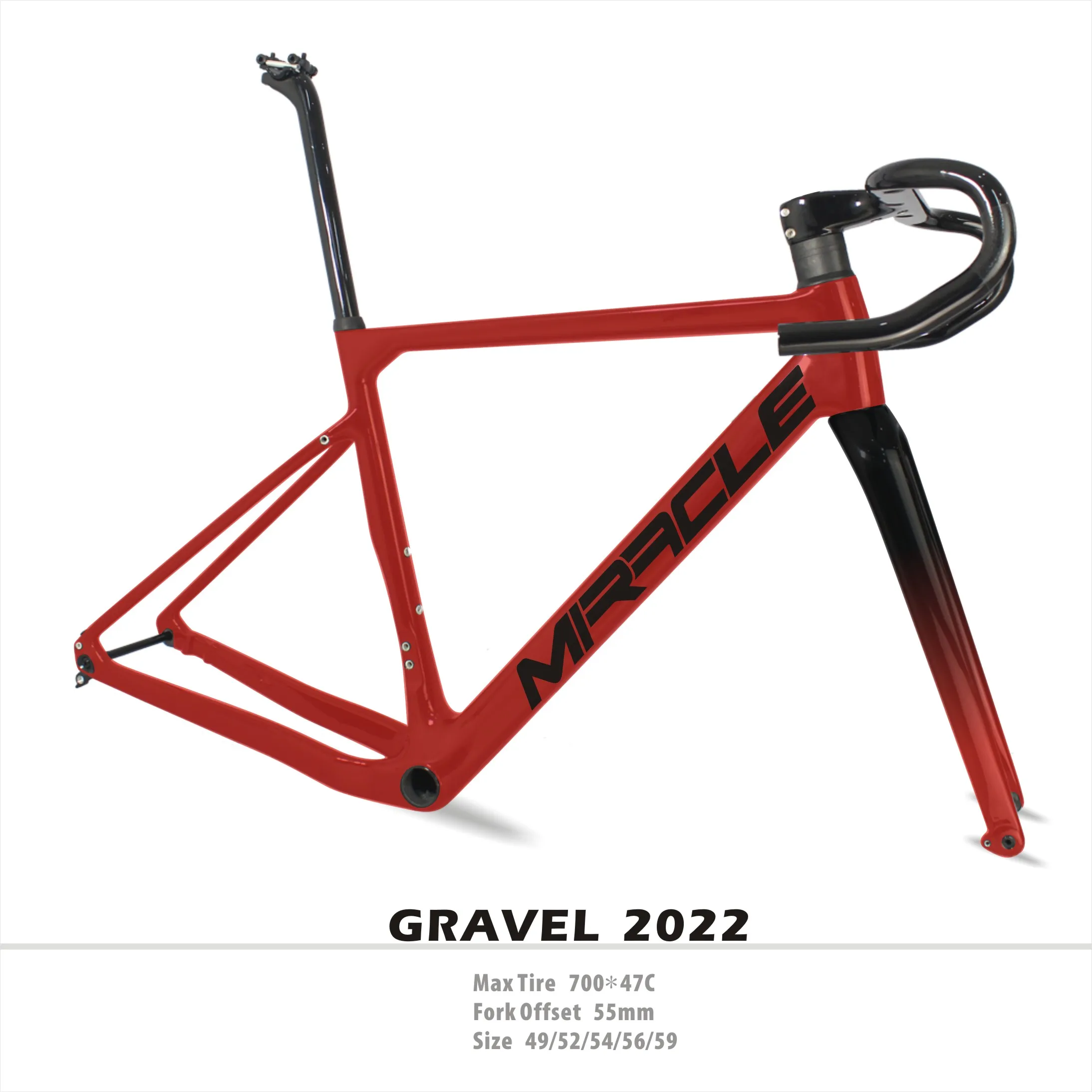 New Full Hidden Cyclocross Frame T1000 Carbon Gravel Bike Frame With Aero Handlebar in 2022