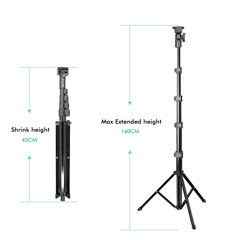 Hot Product 2022 Wholesale 1.6m Portable Phone Stand Flexible Selfie Stick Tripod Blutooth with Remote Control Mobile Black Red
