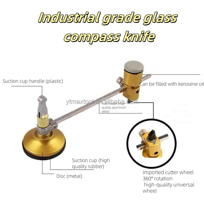 Glass Compass Knife Six Wheel Roller Glass Knife Cutting Round Glass Knife Range Hood Opening