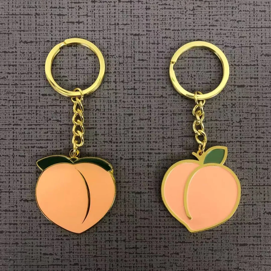 
Handmade charm colorful enamel peach keychain 