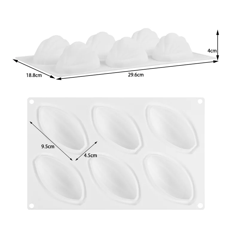 6 cavity silicone cacao pods shape design mould chocolate mold for diy baking candy cookies