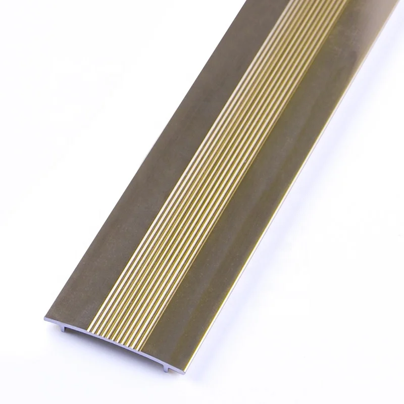 High end office building accessory aluminum flooring trim metal threshold transition profile strip with anti-slip decor lines