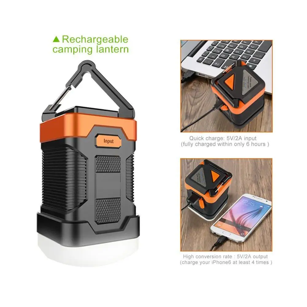 Rechargeable Waterproof Tent Light LED Camping Lantern Flashlight Power Bank With 5 Light Modes