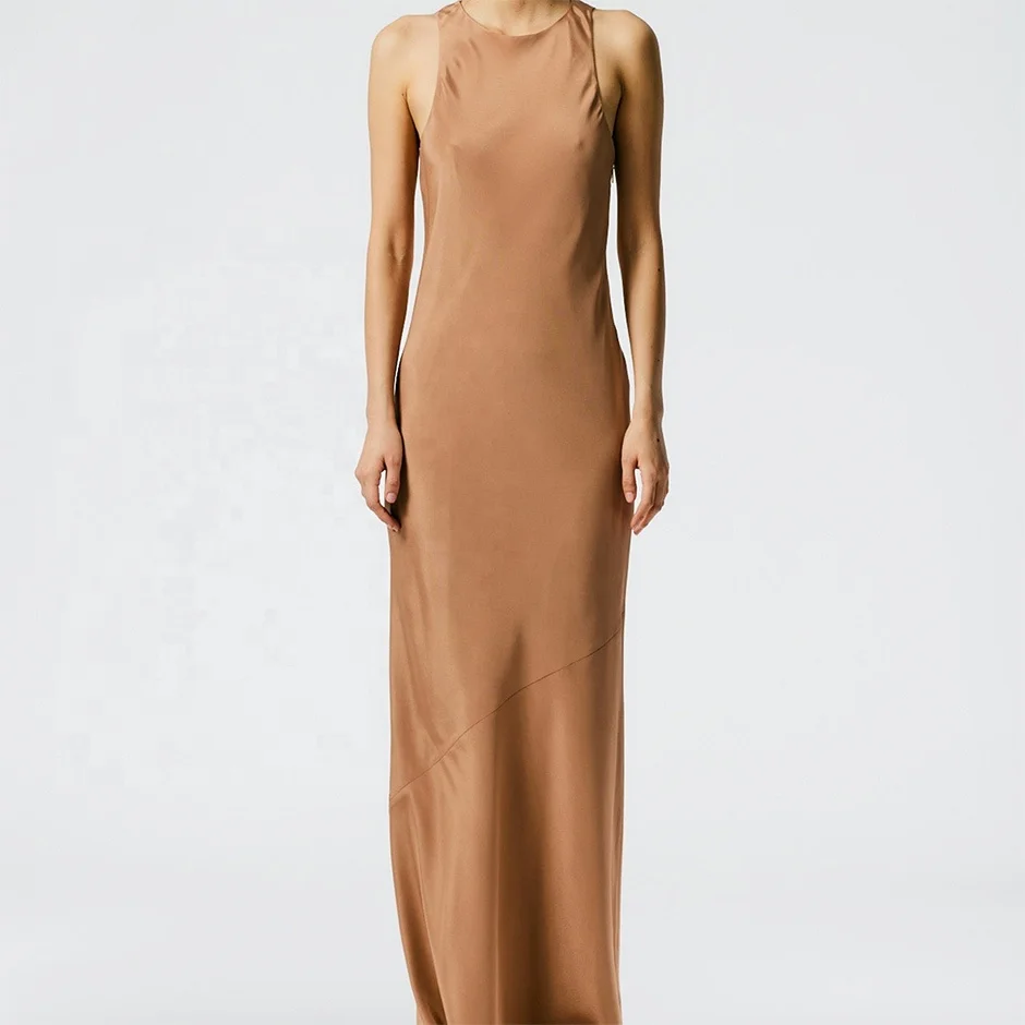 100% Silk Summer Sleeveless Dresses Women Evening Dresses 2023 Silk Dresses Women Ladies Elegant