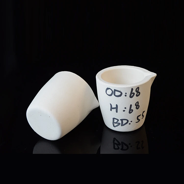 Aluminum ceramic crucible for melting gold, tool for analysis on the burning, hydraulic crucible, lift