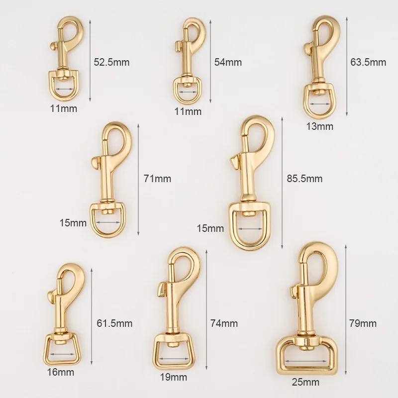 19mm 25mm Heavy Duty Snap Clip Hook 11mm 13mm 16mm Gold Dog Hook Clasp Zinc Alloy Eye Bolt Swivel Snap Hook for Dog Collar Leash
