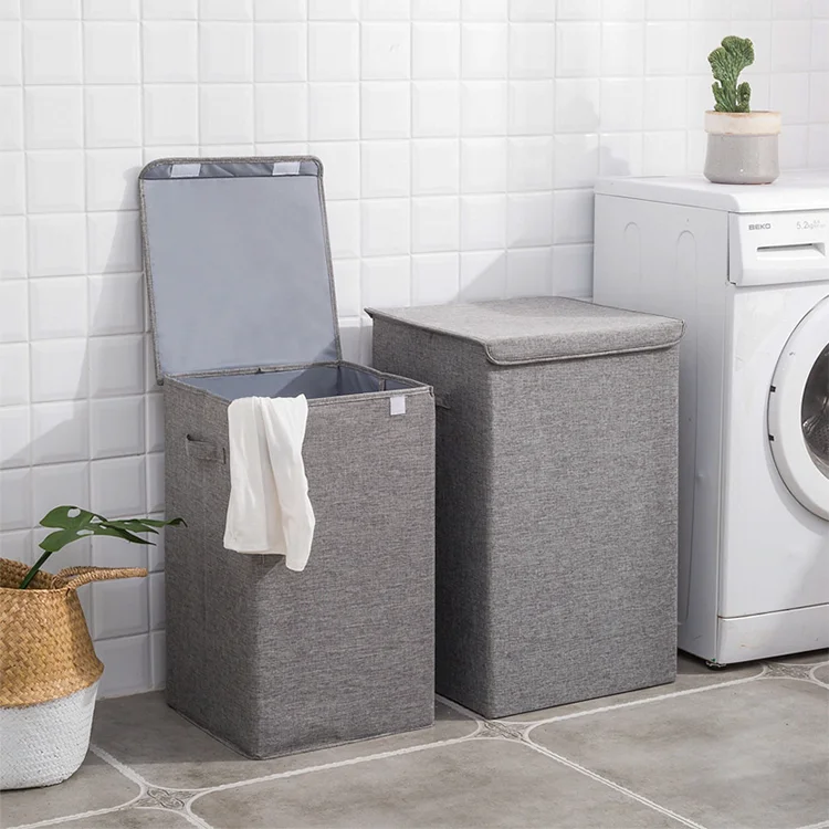 Collapsible Waterproof Canvas Round Fabric Storage Laundry Hamper Basket Safe