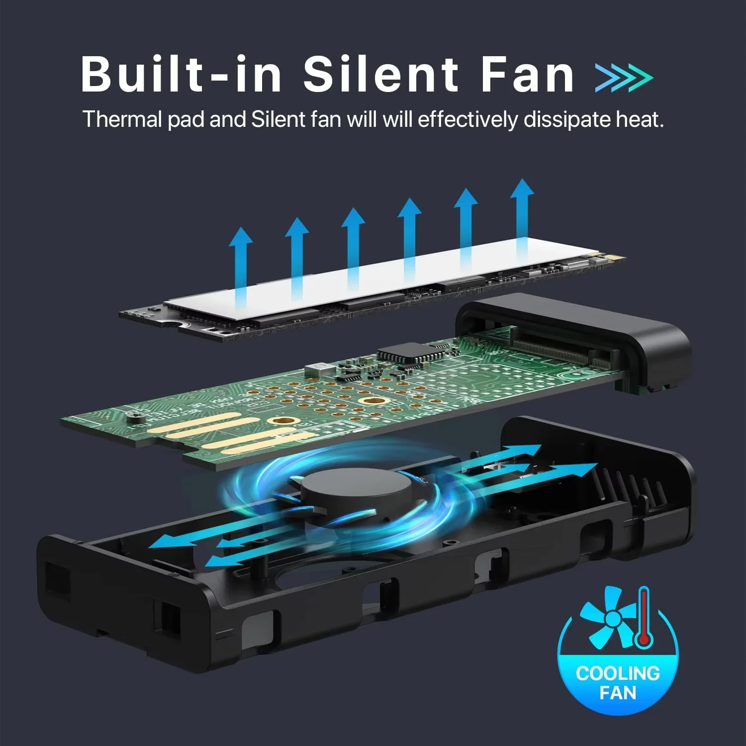 Factory Built-in Fan Cooling Dissipation M.2 USB 3.1 To Mobile Hard Disk Box NVME/NGFF 2 In 1 Dual Protocol External Solid State