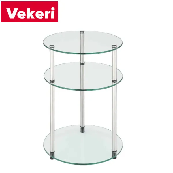 Modern saving three-layer glass small side table tea table sofa bedroom head of bed
