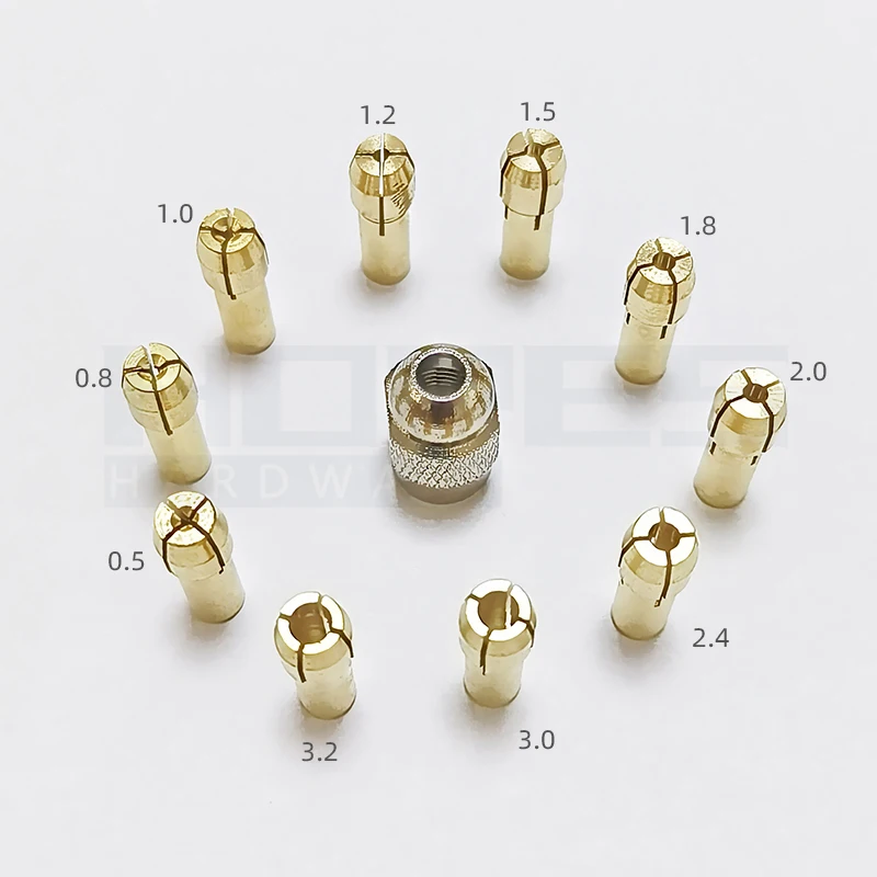 11pcs Copper brass Chuck 0.5-3.2mm grinder drill bits Collet adapter Converter for Electric grinder accessories with clamp nut